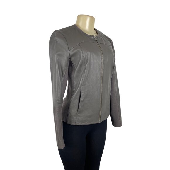 Soia & Kyo Womens Leather Jacket With Zipper and Floral Lining Size M - Picture 2 of 10